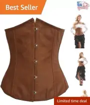 Elegant Underbust Corset with Cotton Lining and Modesty Panel - Brown