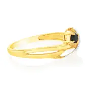 Natural 3mm Round Sapphire & Diamond Ring in 9ct Yellow Gold, O