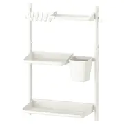 SUNNERSTA kitchen organiser set, no drill/shlf/dsh drnr/kit roll hldr/hk/cont