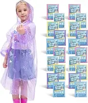 [BREENHILL] Disposable Rain Ponchos for Kids,Individually Wrapped, Clear Plastic Raincoats,Emergency Ponchos