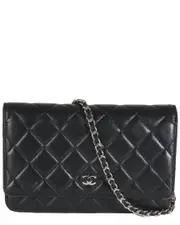 Chanel Black Quilted Leather Wallet On Chain (Authentic Pre-Loved)