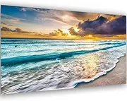 Aestalrcus Large Beach Paint by Number for Adults Canvas,Acrylic Adults Paint by Numbers Kits,16x24 inch Large Size Painting by Numbers for Adults for Home Wall Decoration and Gifts