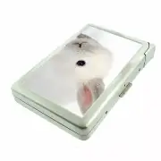 White Bunny Cigarette Case with Built in Lighter Metal Wallet