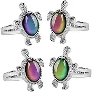 [OATIPHO] Unisex Mood Ring Collection 4pcs Turtle Shape Emotion Ring That Changes Temperature