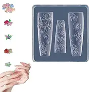 Bvizyelck Silicone Nail Molds - Nail Stencils Silicone Mold - Nail Decorative Silicone Mould, Nail Stencils Silicone Mold, Nail Making Tools Resin Mold for Nail Decoration, Home, Women