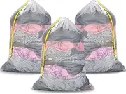 Plusmart 3Pcs 36×24 inches Mesh Laundry Bag with Drawstring Heavy Duty Travel Laundry Bag Machine Washable Lightweight Large Laundry Bag for Travel College Dirty Clothes Weekender