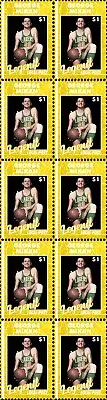 GEORGE MIKAN LAKERS BASKETBALL LEGEND MINT VIGNETTE STAMP STRIP OF 10