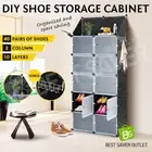 20 Tiers 40 Pairs Shoe Box Cabinet 2 Columns Cube Storage Organiser DIY Black