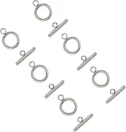 UNICRAFTALE 30 Sets 304 Stainless Steel Ring Toggle Clasps IQ Toggle Clasps and Tbar Clasps Metal Material Ring Tip Connector for Making DIY Necklace Bracelet Jewellery