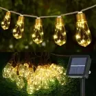 Solar Outdoor String Lights 24FT Vintage Rope Hemp Solar Lights with 20 Shatt...