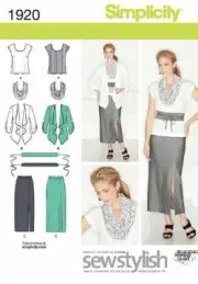 Simplicity Sew Stylish Pattern 1920 Misses Skirt Top Jacket Scarf Sizes 10-18