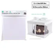 12 x Cake Boxes Display Box W/Decorative Ribbon Wedding Party Muffin Cups Boxes