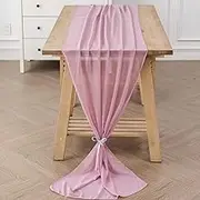 1Pack 10ft Chiffon Table Runner 29x120 Inch Sheer Romantic Table Runner for Wedding Birthday Party Bridal Shower Outdoor Decoration-Dusty Pink