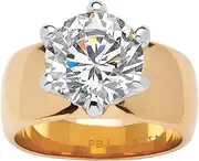 [Palm Beach Jewelry] 18K Yellow Gold Plated Round Cubic Zirconia Solitaire Engagement Ring