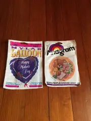 2 Vtg Anagram Happy Mother’s Day Bear Metallic Balloon NEW Mylar Simon Elvin