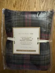 Pottery burn teen Logan plaid flannel duvet cover twin size new