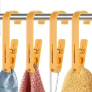 4PCS Laundry Hooks with Clips for Closet Organizer Socks Bras Towels Yellow