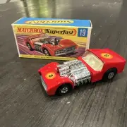 Vintage 1970 Matchbox Superfast # 19 Red Road Dragster Car In Original Box Mint