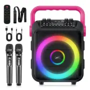 Karaoke Machine for Adults & Kids, Portable Bluetooth 5.3 Speaker Blackpink