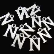 BULK 40 Letter N Alphabet Charms Silver Plated - SC2349