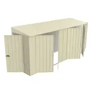 Build-a-Shed 1.2 x 4.5 x 2.0m Cream Tunnel Shed Tunnel Hinged Door Plus Double Hinged Side Door