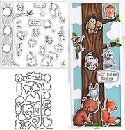 Trees and Forest Animals Stamps and Dies Set for Card Making,Clear Stamps and Metal Cutting Dies Sets for Scrapbooking DIY Album Card Making Supplies