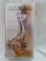Vintage Fifth Avenue Crystal 10" Orange Giraffe Animal Handmade Art Glass