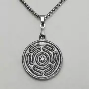 Natural Muonionalusta meteorite carved pendant，Goddess of Magic, Kabala