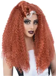 Rocky Horror Magenta Womens Long Curly Auburn Costume Wig