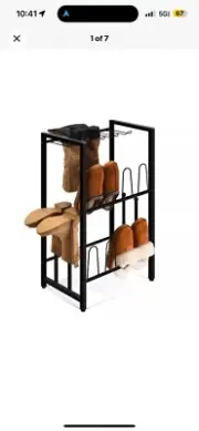 Boot Rack Shoe Organizer Black Metal Free Standing for Entryway Hallway Doorway