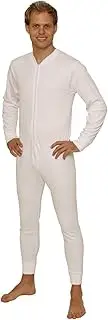 [Octave] Mens Thermal Underwear All in One Union Suit/Thermal Body Suit (Medium, White)