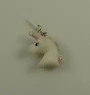 Unicorn head fuzzy charm cell phone or fits Ipad charm ear cap dust plug rainbow