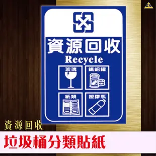 【資源回收】 分類貼紙 分類告示 垃圾分類 垃圾桶貼紙