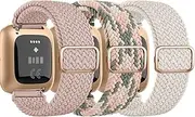 Yisica 3 Pack Elastic Solo Loop Straps for Fitbit Versa 2 Strap for Women Men, Soft Adjustable Stretchy Nylon Sport Straps for Fitbit Versa 2/1/ Lite/SE