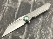 TwoSun Folding Knife One Solid Titanium M390 Camping Pocket Knife TS195-Square