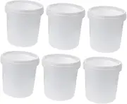 KONTONTY 6Pcs Food Grade Plastic Storage Buckets with Lids Airtight Household Wash Bucket Portable Containers for Liquids and Household Items