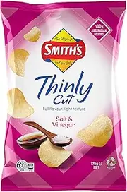 Smith’s Thinly Cut Potato Chips Share Pack Salt & Vinegar 175g