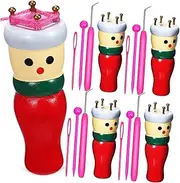 NAMOARLY 4-pc Knitted Puppet Set Wooden Tools Craft Kit for Weaving Knitting DIY Dolls for Girls Educational Toy Random Color