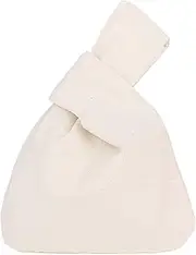 [Muka] Small Canvas Knot Bag for Women, Japanese Style Wristlet Pouch, Party Favor Tote Bag
