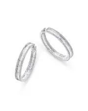 Bloomingdale's Fine Collection Diamond Baguette & Round Inside Out Hoop Earrings in 14K White Gold, 3.0 ct. t. w.