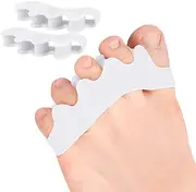 2 Pairs Toe Spacers for Women and Men, Toe Separators for Pedicure, Bunion Corrector, Hammer Toe Straightener, Plantar Fasciitis, Toe Spreaders for Foot Pain Relief and Foot Health. (White)