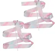 Gogogmee 2pcs Rhythmic Gymnastics Ribbons Dance Performing Streamer Performing Gymnastics Ribbon Fitness Gymnastics Ribbons Gymnastics Performing Ribbon Decorative Dancing Ribbons