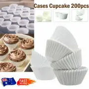 200Pcs White Cupcake Cases Classic Baking Cupcakes Liner High Quality AU STOCK
