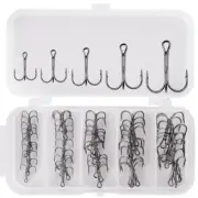 50Pcs/Pack Fishing Treble Hooks High Carbon Steel Heavy Duty Strong Barbed Hooks