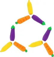 DIYEAH 9pcs Cute Erasers Pencil Caps Covers for Boys and Girls Carrot Banana Eggplant Shapes Mini Pencil Erasers Set for Classroom Decorative Writing Supplies