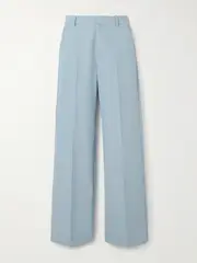 [ST. AGNI] ST. AGNI - Carter Pleated Recycled Twill Wide-leg Pants - Gray - small small Gray