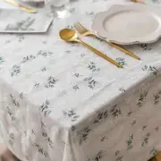 Embroidery Cotton Little Daisy Lilacs Floral Tablecloth Rectangle Table Cover