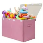 Large Toy Box Chest Storage with Flip-Top Lid, Collapsible Kids Toy Storage