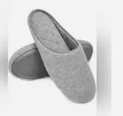 Charter Club Pointelle Memory Foam Slide Slippers Women's S 5-6 Gray Closed Toe