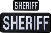 TACVEL Sheriff Patch with Hook and Loop, for Police Vest Jacket Back Panel-White(2 Pack, 1Pcs Small and 1Pcs Large )